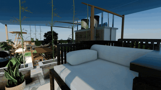 A rooftop flythrough, rendered from the model Claude built. Camera path and render, all via the MCP.